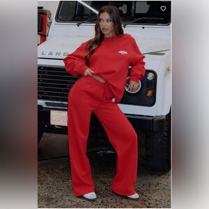 White Fox Capsule 9 Rodeo Crew Wide Leg Sweatpants Red Size SM